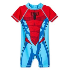 Marvel Spider-Man One Piece Rash Guard Swimsuit UPF 50  Size 6-12M