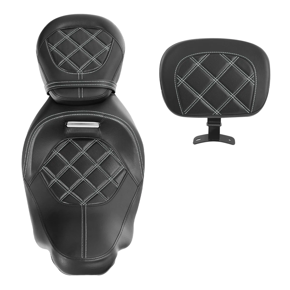 Asiento de bajo perfil con respaldo de piloto apto para Harley Street Road Glide 2009-2023 Foto 3 de 4