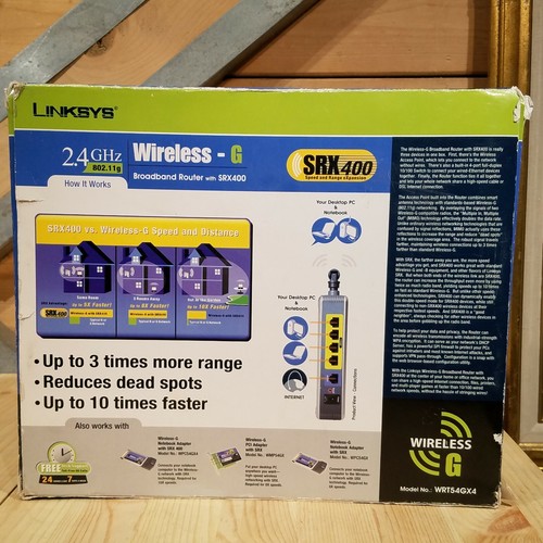 Linksys Wireless-G Router Espansione Velocità e Gamma WRT54GX4 con SRX400 Swanky Barn - Foto 9 di 12