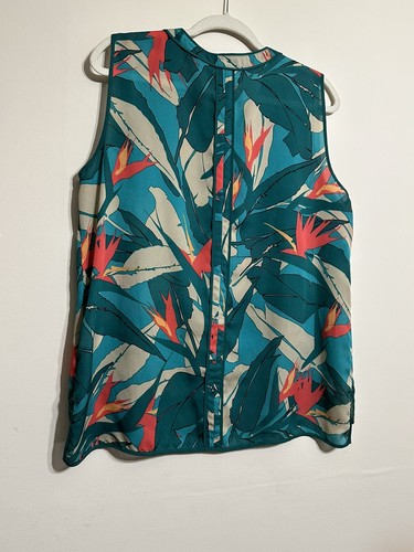 Liz Claiborne Sleeveless Floral Print Top Sz L - Picture 2 of 5