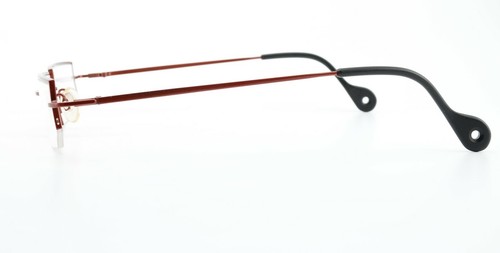 THEO BELGIUM Brille T.O Butterfly 97 Fancy Half Rim Square Metal HD Orange Shine - Picture 3 of 8