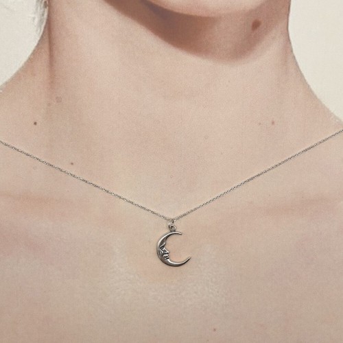 Man in the Moon Necklace - 925 Sterling Silver-#1181 - Picture 3 of 4