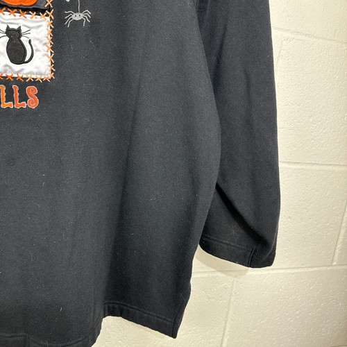 Vintage Basic Editions Black Embroidered Halloween Sweatshirt Size 2XL Black - Picture 9 of 19