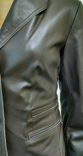 (M) Pamela McCoy Brown Leather Blazer, Lined Jacket Coat Size Medium B45 - Picture 8 of 8