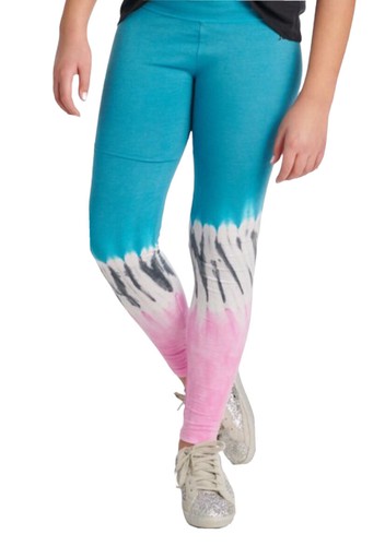 Justice Girls Leggings Teal Size 10 Full Length Stretch Dip Dye Logo - Picture 9 of 12