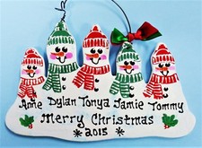 ORNAMENT Personalize SNOWMAN FAMILY OF 5 Christmas U CHOOSE NAMES  YEAR Winter