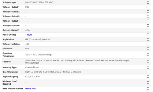 Factory Takeoff Delta Electronics 1000 Watt ACDC Power Supply IMA-S1000-24-YYPLI - Picture 5 of 5