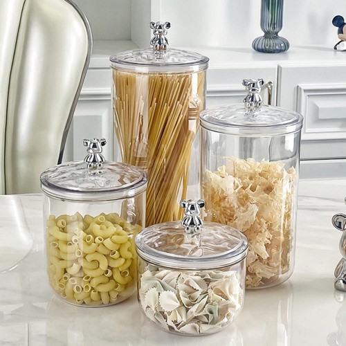 Luftdicht Kunststoff Lebensmittel Aufbewahrung Glas mit Deckel Küche Speisekammer Tee Süßigkeiten Organizer - Bild 8 von 28
