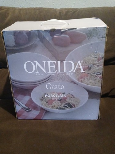 New Oneida GRATO Porcelain Dinner 5 Piece Pasta Bowl Set Porcelain white color - Picture 11 of 12