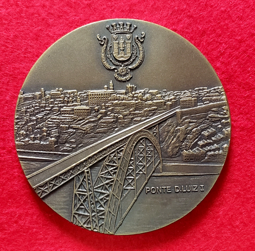 BANCO DO BRASIL S.A. PORTO, PORTUGAL 1980-90 Bronze Medallion - PONTE D. LUIZ I - Picture 2 of 3