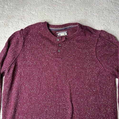 Men’s Carbon 2 Cobalt XL Long Sleeve Knit Heavy Cotton Henley Sweater - Picture 2 of 6