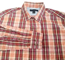 Banana Republic Mens Long Sleeve Button Down Shirt Medium Cotton Burgundy Peach
