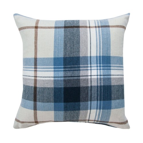 LUXURY NAVY BLUE CREAM TARTAN CHECK REVERSIBLE 18" CUSHION COVERS £12.99 EACH - Picture 2 of 2