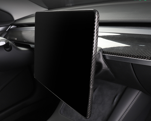 For Tesla Model 3 Y 2017-2021 Matte Carbon Fiber Navigation GPS Screen Frame 2pc - Bild 5 von 9