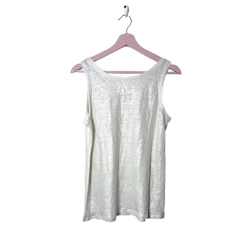 Camiseta sin mangas Eileen Fisher metalizada de lino plateado para mujer XS sin mangas - Imagen 2 de 3