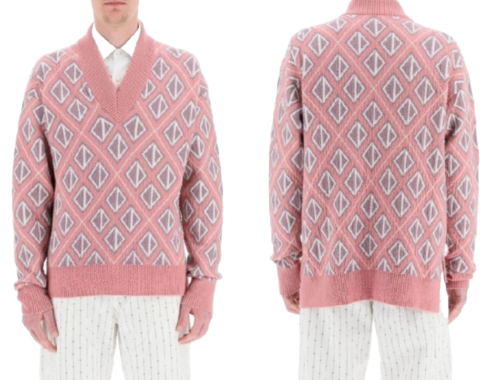 DIOR HOMME CD Diamond Pullover Cashmere Wool Jumper Sweater Sweatshirt Jumper M image 5