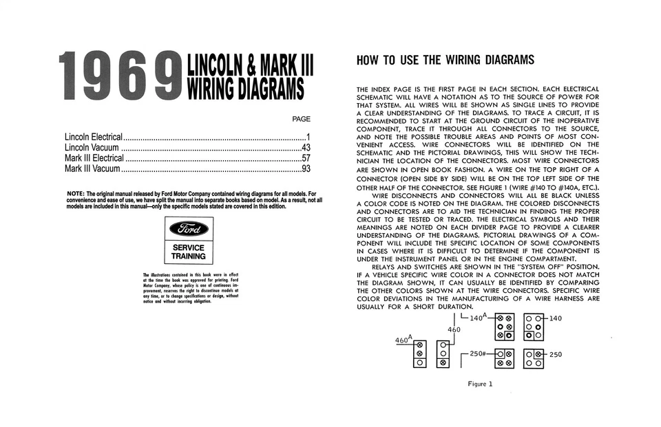 Lincoln and Mark III 1969 cableado y diagramas de vacío manual (color) - 11x17 pulgadas Foto 2 de 4