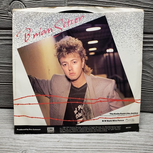 Brian Setzer "The Knife Feels Like Justice" 45 Rpm Picture Sleeve Promo 1986 - Picture 2 of 7