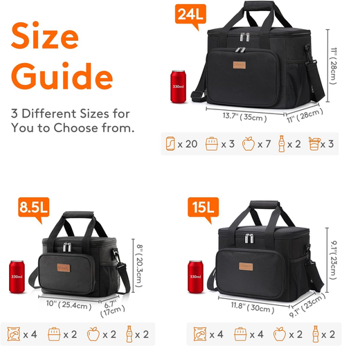 Large Lunch Bag 12-Can (8.5L) Insulated Lunch Box Soft Cooler Cooling Tote for A - Picture 3 of 6