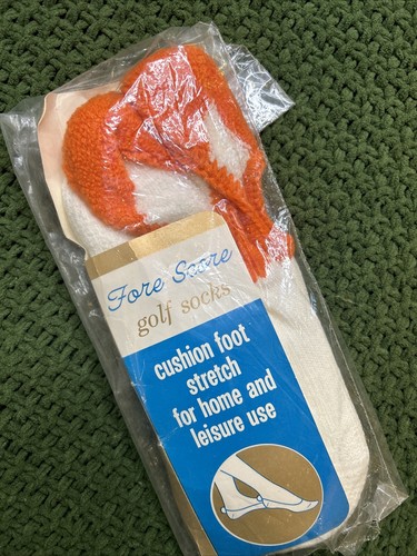 VTG Womens Socks Low Roll Top Golf Fore Score NOS 9-11 70's 80svOrange Acrylic - Picture 2 of 8
