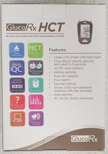 Neu GlucoRx HCT Blutzuckerüberwachungssystem & Ketonmessgerät kostenloser Versand - Bild 4 von 5