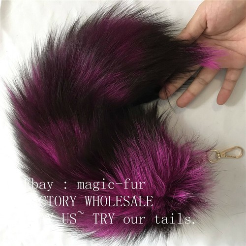 16"-18" Colored Real Fox Tail Keychain Bag Charm Furry Fur Cosplay Toys Pendant - Picture 43 of 138
