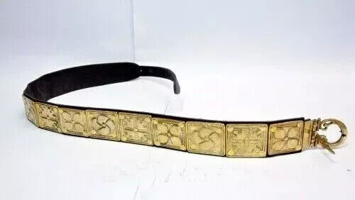 Armure Ceinture Romaine Ceinture Légionnaire en Laiton avec Cuir Naturel Fait Main - Photo 4/8
