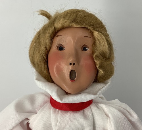 BYERS CHOICE 1999 signiert Joyce Byers CHORMÄDCHEN MIT GLOCKEN rot und weiß 10 Zoll - Bild 5 von 8