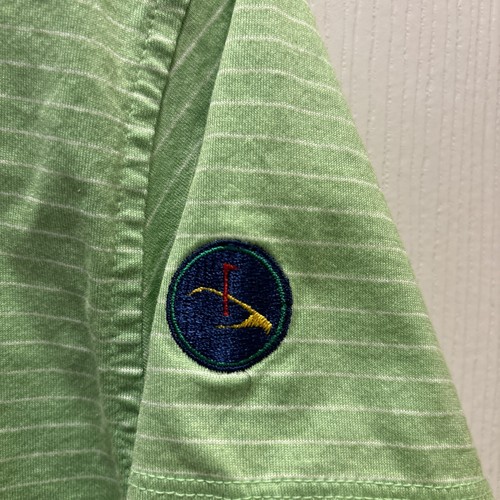 Peter Millar Womens XL Golf Shirt Polo V Neck Lime Green Striped Short Sleeve - Picture 2 of 10