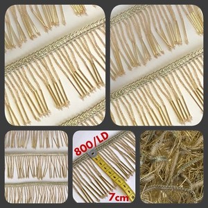 1 Yard Antique Gold Fringe Saree Border Bridal Gown SewOn Trim Tassel 7cm