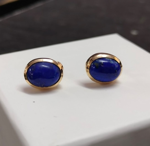 Edelstein echter Lapislazuli einfarbig 9k Gelbgold Schmuck Valentinstag Geschenk