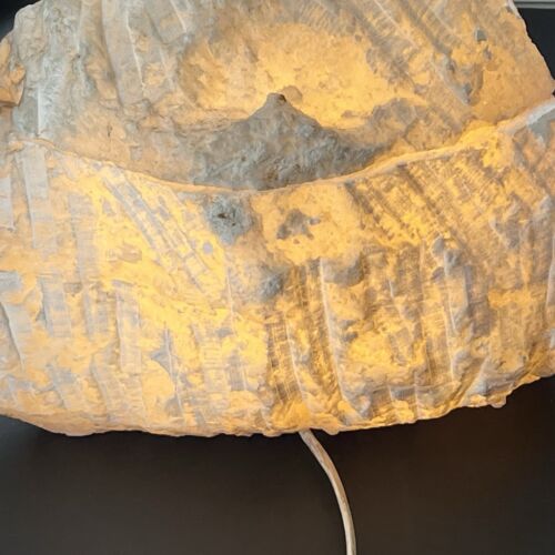 Large Brutalist Table Lamp - Alabaster - 1970 Years - Vintage - Made in Italy - Imagen 20 de 22