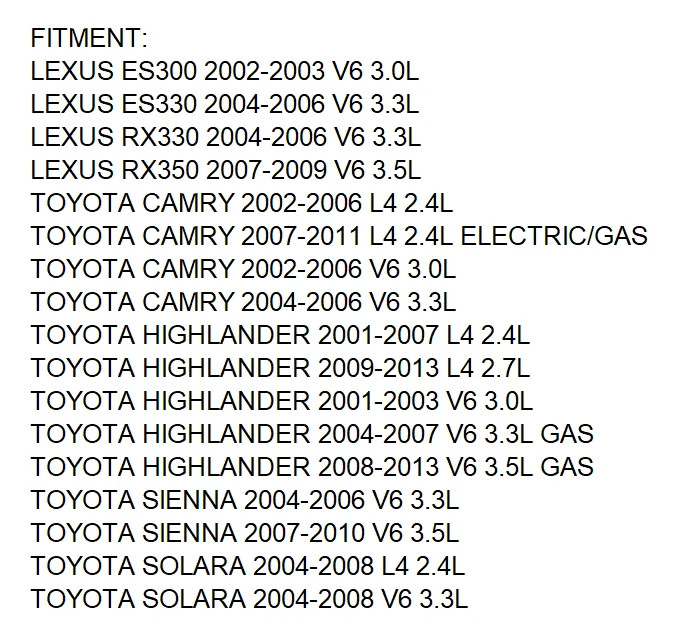 Filtro de aire para TOYOTA HIGHLANDER 2001-2013 2,4 L 2,7 L 3,0 L 3,3 L 3,5 L 17801-20040 Foto 2 de 3