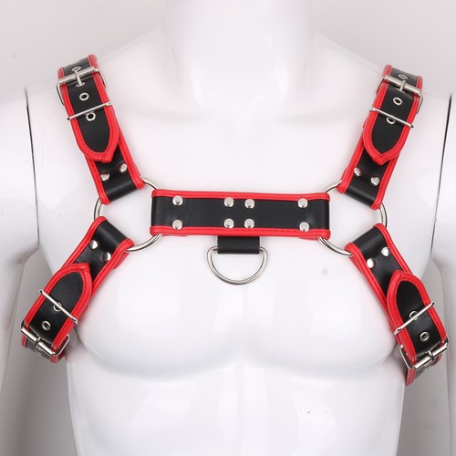 Men Lingerie Faux Leather Wetlook Body Chest Harness Costume Clubwear Adjustable - Picture 35 of 89
