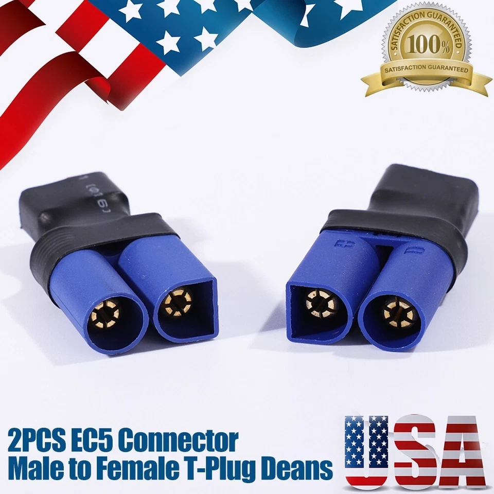 2PC No Wires Connector EC5 Male to Female T-Plug Adapter (Deans Style) - Image 4 of 4