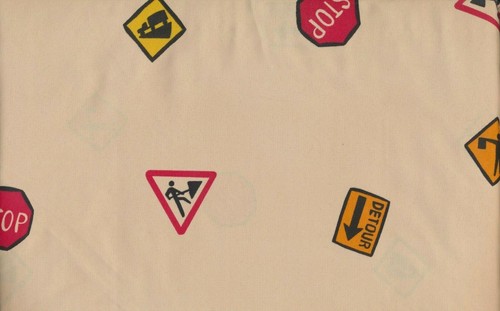 Peanut & Ollie Boys Full Sheet Set 1 Flat Fitted 2 Pillowcases Trucks Road Signs - Picture 2 of 3