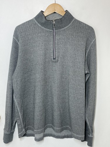 Robert Graham Mens Gray Mock Neck 1/4 Zip Cotton Pullover Knit Sweater Large Sup - Picture 2 of 16