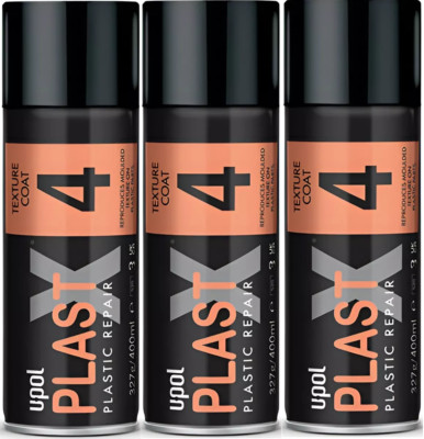 3x UPOL PLASTX 4 grobe Auto STRUKTUR SCHWARZ STOßSTANGE/KUNSTSTOFFLACK Flügel Aerosol