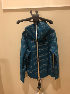 SUPREME REPEAT ZIP UP HOODIE (LARGE) (DARK AQUA) SS18 AKIRA ARM ARABIC HOODIE