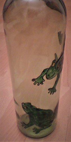 Deko-Flasche, Grünlich mit Fröschen - Bild 3 von 3