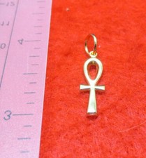 SPECIAL 2 PCS OF 14KT GOLD EP EGYPTIAN ANKH CROSS DIAMOND CUT CHARM-1508