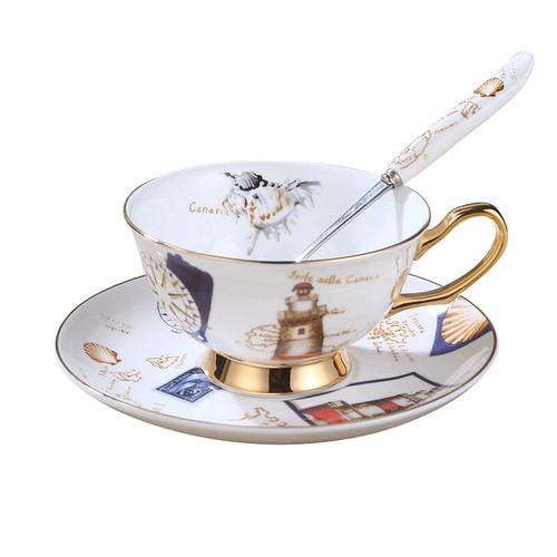 200-300ml Luxus Knochen China Kaffeetasse Untertasse mit Löffel Nachmittagstee edel NEU - Bild 18 von 21