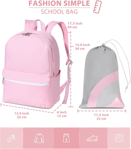Backpack for School, Basic Bookbag 22L for Women Girls Teens Middle School Colle - Picture 6 of 7