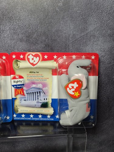 De colección Ty Teenie Babies 2000 McDonald's Trio Patriótico Zurdo, Derecha y Liberaldo - Imagen 4 de 7