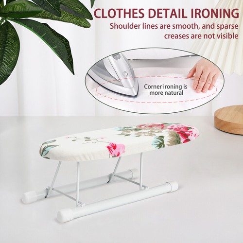 Small Tabletop Ironing Board Mini Folding Ironing Board with Flower Cloth Cover - Picture 7 of 9