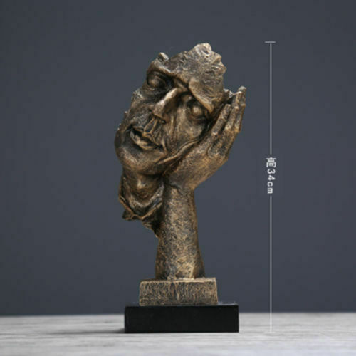Statua Art Decò 13" scultura volto umano astratto tacere decorazione casa - Foto 17 di 28
