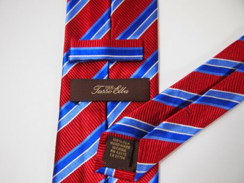 Tasso Elba Herren Krawatte Krawatte rot blau gestreift 60" - Bild 3 von 4