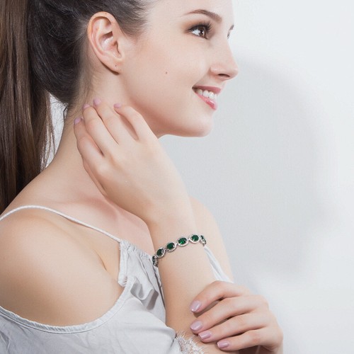 New Oval Cut Charm Yellow Citrine Gemstone Women Jewelry Gift Silver Bracelets - Picture 5 of 6