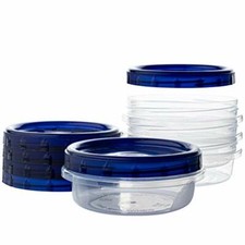 8 Oz 4 Pack Twist Top Deli Containers Clear Bottom With Blue Top Twist On Lids