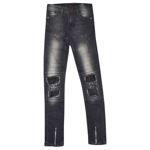 Kinder Jungen Schwarz Stretchig Designer Jeans Ripped Denim Skinny Hose Trousers - Bild 4 von 8